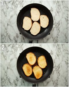 2 step by step photos showing how to fry bread