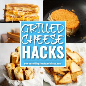grilled cheese hacks grid thumbnail with blue text overlay