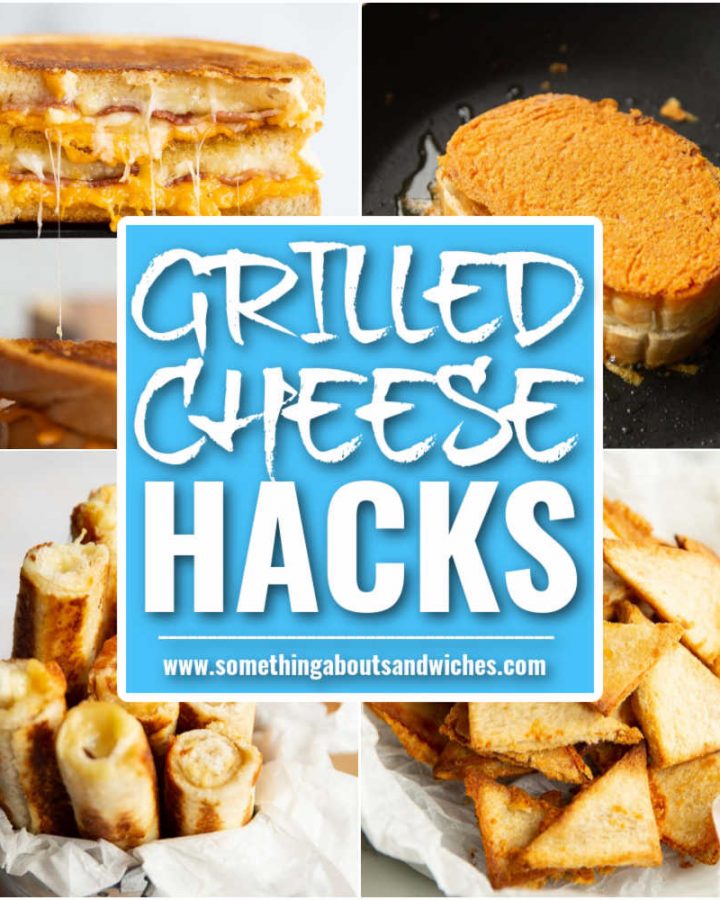 grilled cheese hacks grid thumbnail with blue text overlay