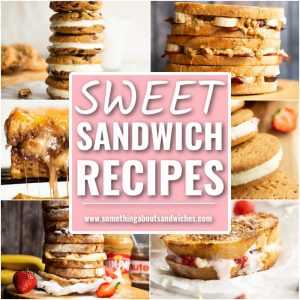 sweet sandwich recipes thumbnail grid with pink text overlay