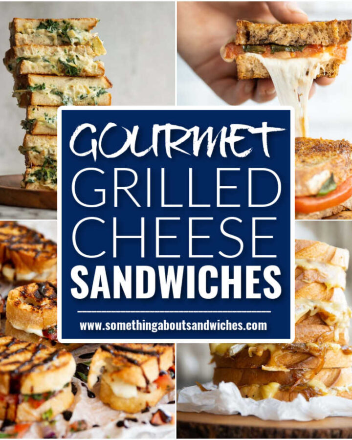 gourmet grilled cheese square thumbnail with text overlay