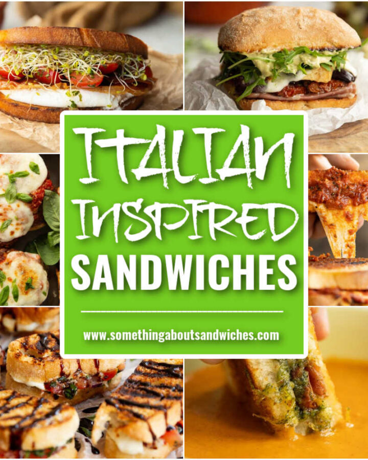 square Italian Sandwiches with text overlay